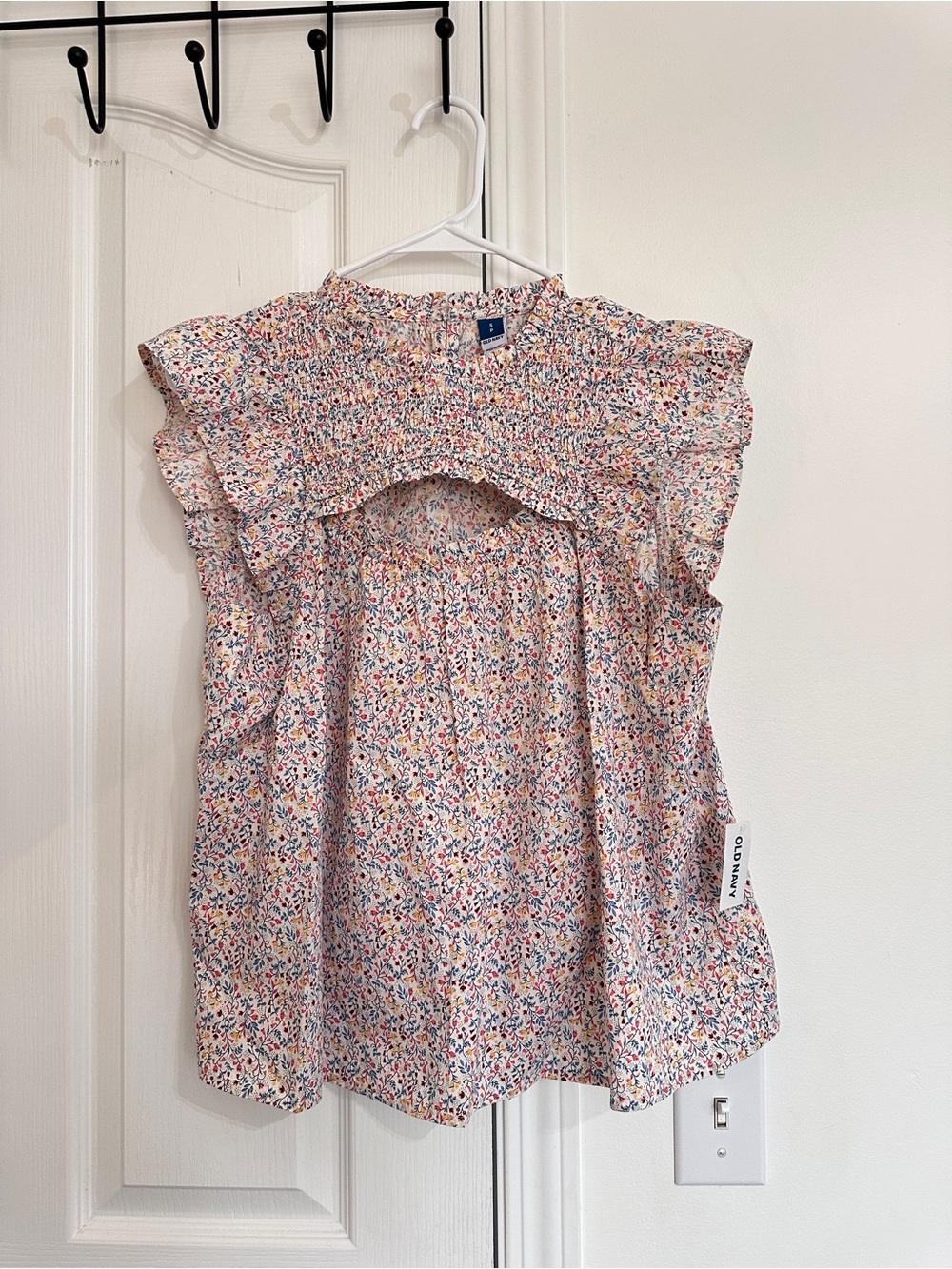 Old Navy Flutter-Sleeve Smocked Cutout Swing Blouse